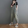 Vintage Jeans Jumpsuit Women Side Pockets Loose Retro Spaghetti Strap Denim Jumpsuit Ankle-length Romper Women Sleeveless - Image 3