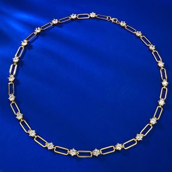 Ins Style Twin Round Diamond S925 Silver Clip Necklace Clavicle Chain - immagine 7