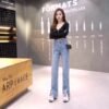 Straight Slit Jeans Women's Spring And Autumn New Korean Loose High Waist Slim Sagging Mopping Pants - Image 2