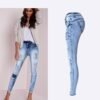 Summer Style Low Waist Sky Blue Patchwork Skinny Tights Women Pencil Jeans High Stretch Sexy Push Up Denim Women Fashion Jeans - Imagen 6