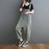Vintage Jeans Jumpsuit Women Side Pockets Loose Retro Spaghetti Strap Denim Jumpsuit Ankle-length Romper Women Sleeveless - Image 2