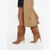 ⁦Pointed Toe Loose and Ruched Iridescent Color Metallic Leather Scale Embossing Knee High Boots Runway Dress Party High Heel Shoe⁩ – תמונה ⁦4⁩