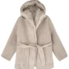 Fashion Women's Fox Fur Grass Inner Bladder Wool Coat Hooded Loose Sashes Solid Color Overcoat Winter New - Imagen 5