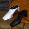 Processing Time:7-15 days after placing orders MILI-MIYA Fashion Square Toe Solid Color Women Full Genuine Leather Thick Heels Slip On Dress Party Summer Shoes Size 34-40