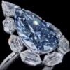 Water Drop Ice Flower Cut Synthetic Blue Diamond 925 Silver Bright Blue High Carbon Diamond Pear-shaped Female Ring - Image 3