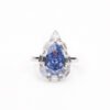 Water Drop Ice Flower Cut Synthetic Blue Diamond 925 Silver Bright Blue High Carbon Diamond Pear-shaped Female Ring - Image 5