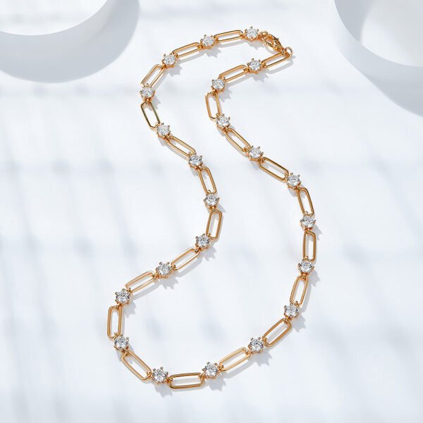 Ins Style Twin Round Diamond S925 Silver Clip Necklace Clavicle Chain - immagine 2