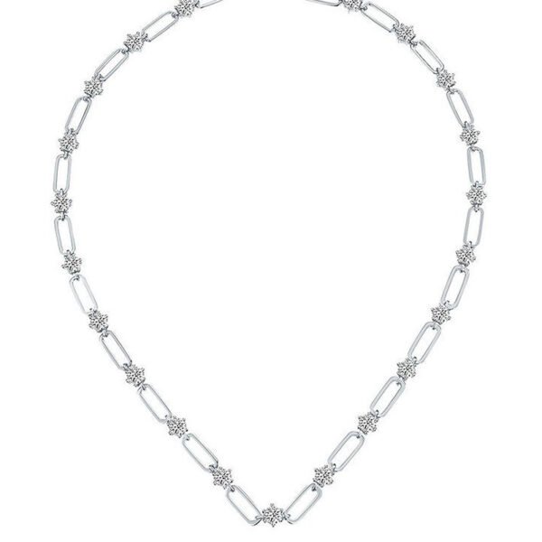 Ins Style Twin Round Diamond S925 Silver Clip Necklace Clavicle Chain - immagine 5