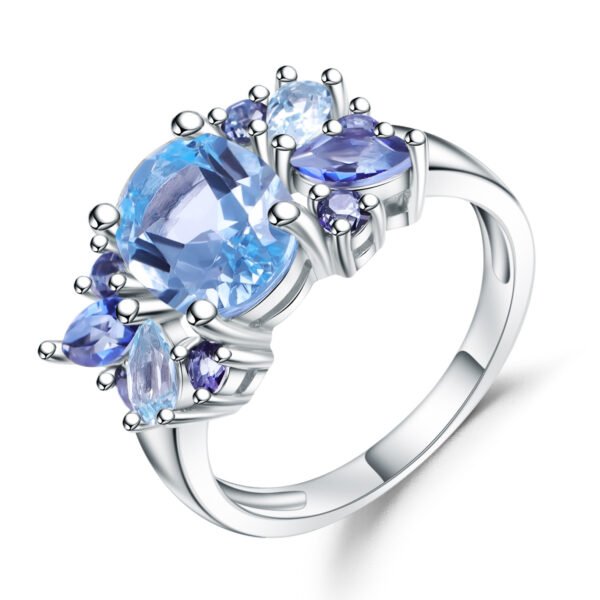 S925 Silver Inlaid Natural Topaz Ring – Image 2