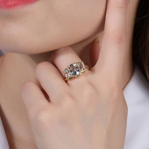 Natural Colored Gems Green Amethyst Ring - Imagen 4