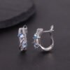 Natural Topaz S925 Sterling Silver Fully-inlaid Green Chalcedony Colorful Gemstone Earrings - Afbeelding 3