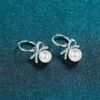 Sterling Silver Freshwater Pearl Moissanite Earrings - Image 5