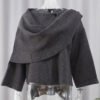 Asymmetric shawl scarf knitted sweater gray long sleeved cardigan - immagine 5