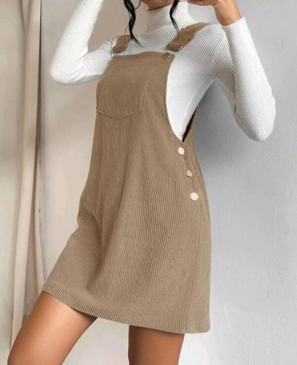 Corduroy loose sleeveless slip dress Solid color slip dress — изображение 8