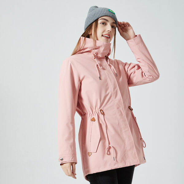 Women's Sweater Coat Zipper Cardigan Hooded Warm Three-in-one Shell Jacket - imagine 2