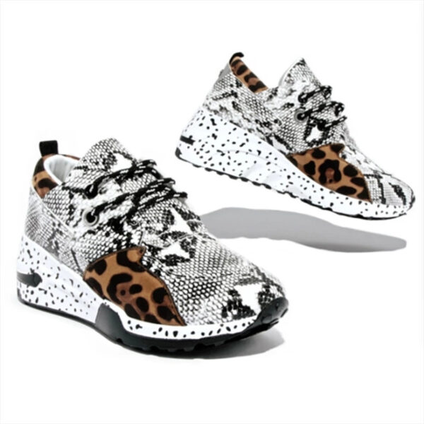 Women's Plus Size Platform Mixed-color Sneakers Stylish Lightweight Running Shoes Lace-up Front Flats - Зображення 4