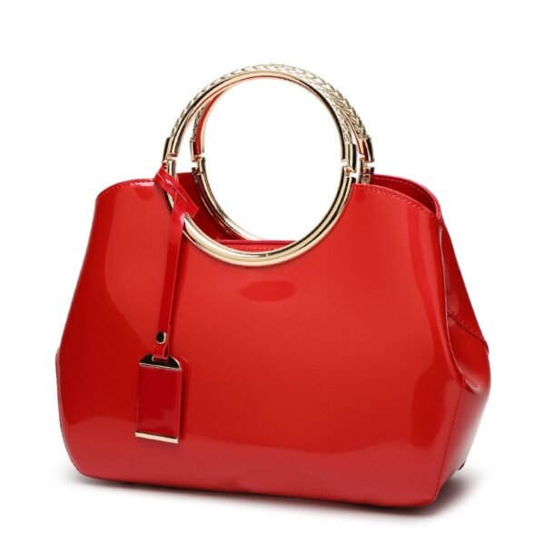 One-shoulder wedding bag shiny patent leather handle crossbody handbag bridal bag - obrazek 6