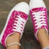 Sequin Round Toe Flat Sneakers - Image 8