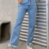 Cowboy pants women's fashion simple and easy to wear slim fit slim and slightly flared