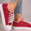 Sequin Round Toe Flat Sneakers - Image 3