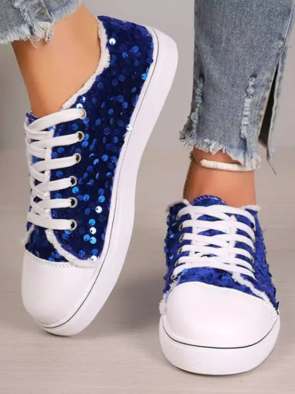 Sequin Round Toe Flat Sneakers - 画像 (2)