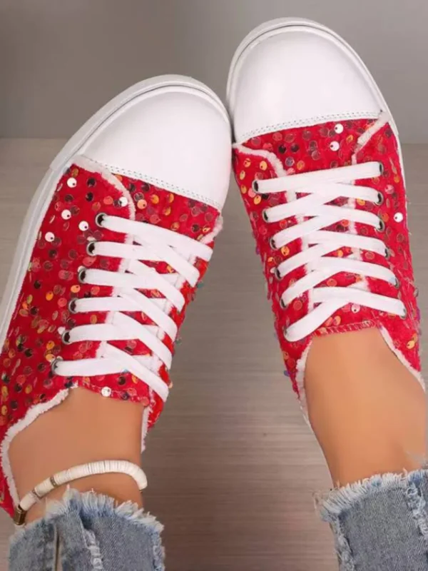 Sequin Round Toe Flat Sneakers - 画像 (5)