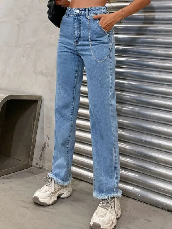 Cowboy pants women's fashion simple and easy to wear slim fit slim and slightly flared - Image 5