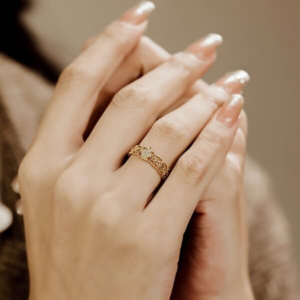 Pure 18K Jinrege Light Luxury Wide Version Fashion Ring - 画像 (2)