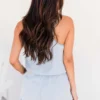 Pocketed Half Button Sleeveless Denim Romper - obrazek 2