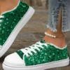 Sequin Round Toe Flat Sneakers - Image 11