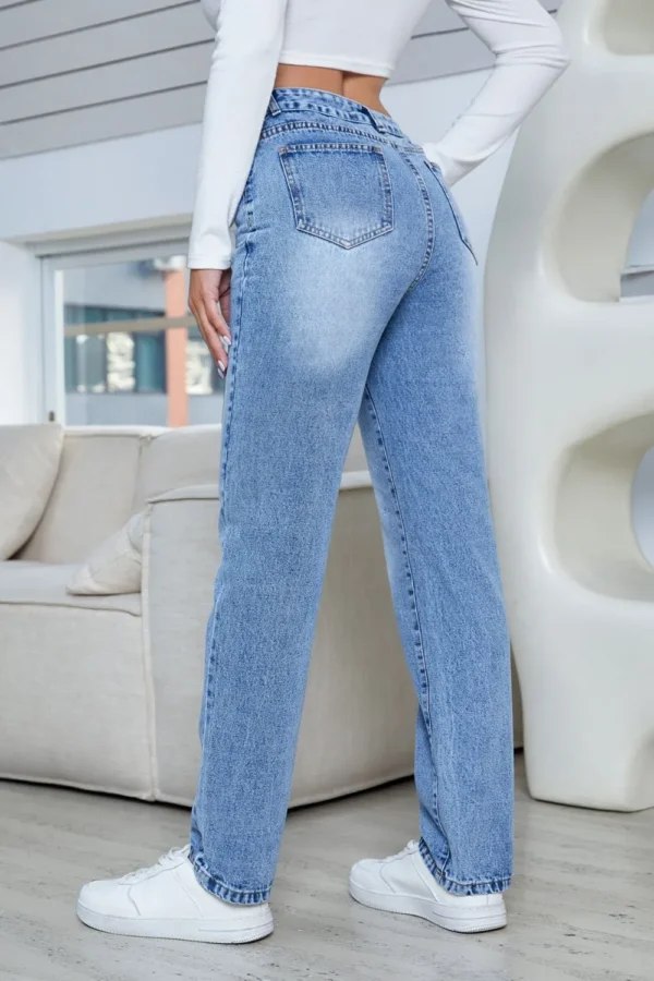 Cowboy pants women's new straight leg easy to wear high waisted pants - obrazek 2