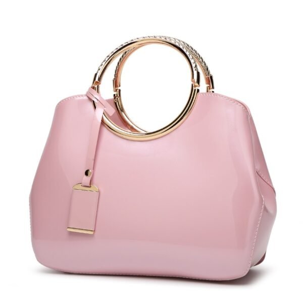 One-shoulder wedding bag shiny patent leather handle crossbody handbag bridal bag - obrazek 10