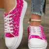 Sequin Round Toe Flat Sneakers - Image 6