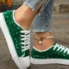 Sequin Round Toe Flat Sneakers - Image 9