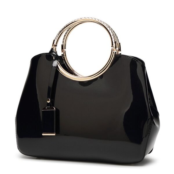One-shoulder wedding bag shiny patent leather handle crossbody handbag bridal bag - obrazek 7