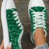 Sequin Round Toe Flat Sneakers - Image 10