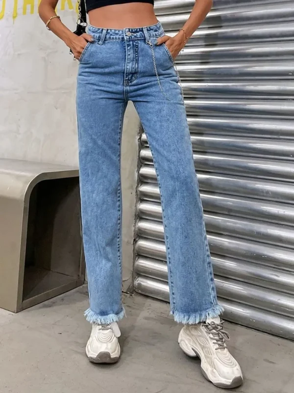 Cowboy pants women's fashion simple and easy to wear slim fit slim and slightly flared - Image 3