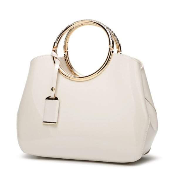 One-shoulder wedding bag shiny patent leather handle crossbody handbag bridal bag - obrazek 11