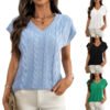 V-neck twisted flower vest loose vest sleeveless sweater for women