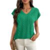 ⁦V-neck twisted flower vest loose vest sleeveless sweater for women⁩ – תמונה ⁦2⁩