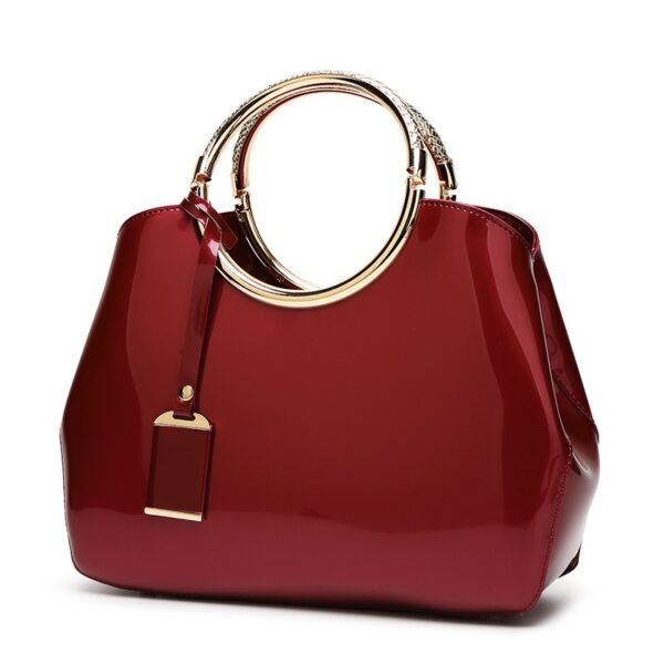 One-shoulder wedding bag shiny patent leather handle crossbody handbag bridal bag - obrazek 2