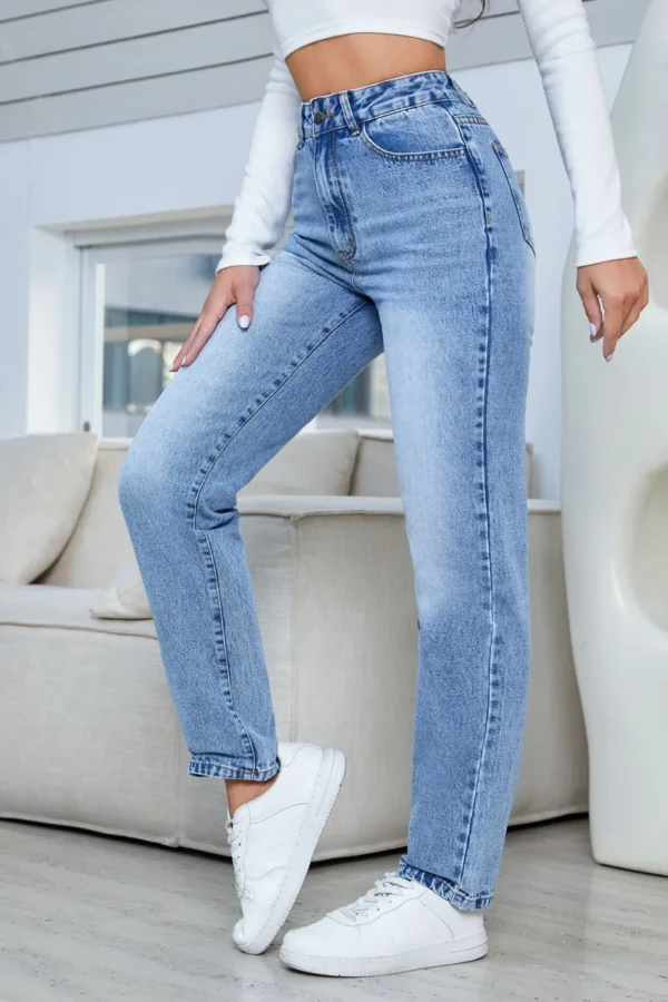 Cowboy pants women's new straight leg easy to wear high waisted pants - obrazek 3