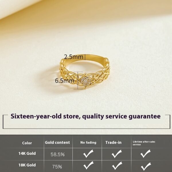 Pure 18K Jinrege Light Luxury Wide Version Fashion Ring - 画像 (5)